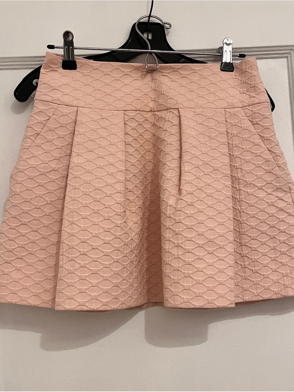 RED Valentino Blush Pink Textured Pleated Skater Skirt